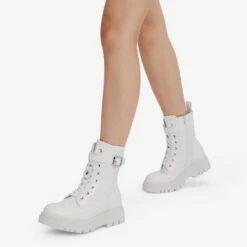 Platform Lace Up Lug Sole Combat Boots WHITE -DREAM PAIRS Sales 0755 DREAM PAIRS SDAB2209W NEW WHITE 6