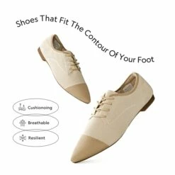 Contemporary Pointed Toe Knit Oxford Shoes APRICOT-BEIGE -DREAM PAIRS Sales 0755 杏米2