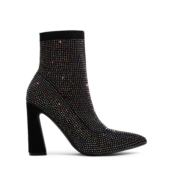Rhinestone Pull On Ankle Boots BLACK RHINESTONE 8 Rhinestone Pull On Ankle Boots BLACK RHINESTONE - Image 6