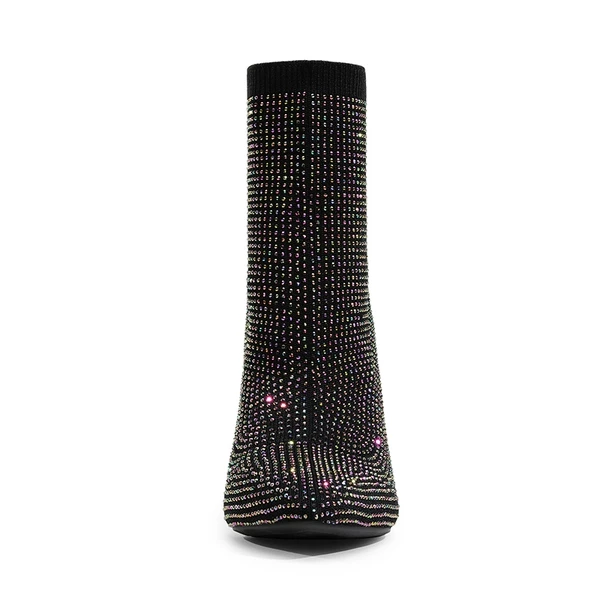 Rhinestone Pull On Ankle Boots BLACK RHINESTONE 3 Rhinestone Pull On Ankle Boots BLACK RHINESTONE