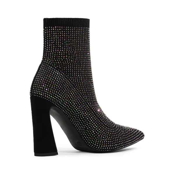 Rhinestone Pull On Ankle Boots BLACK RHINESTONE 4 Rhinestone Pull On Ankle Boots BLACK RHINESTONE - Image 2