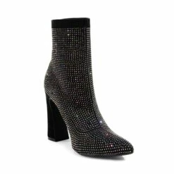 Rhinestone Pull On Ankle Boots BLACK RHINESTONE 10 Rhinestone Pull On Ankle Boots BLACK RHINESTONE -DREAM PAIRS Sales 0756 BLACK5