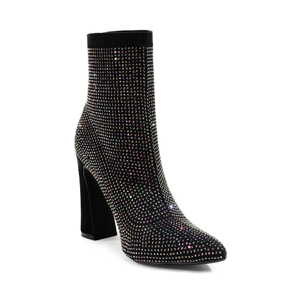 Rhinestone Pull On Ankle Boots BLACK RHINESTONE 5 Rhinestone Pull On Ankle Boots BLACK RHINESTONE - Image 3
