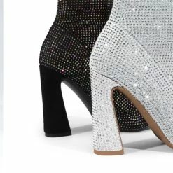 Rhinestone Pull On Ankle Boots BLACK RHINESTONE 12 Rhinestone Pull On Ankle Boots BLACK RHINESTONE -DREAM PAIRS Sales 0756 BLACK6