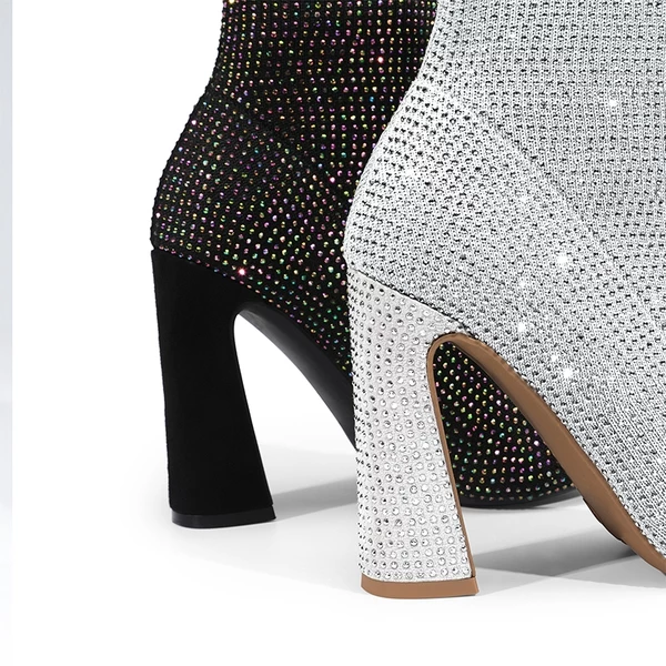 Rhinestone Pull On Ankle Boots BLACK RHINESTONE 7 Rhinestone Pull On Ankle Boots BLACK RHINESTONE - Image 5