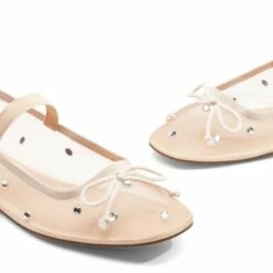 Sheer Mesh Rhinestones Ballet Flats CREAM -DREAM PAIRS Sales 0756 CREAM205