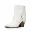Fold Over Embroidered Cowgirl Boots WHITE-PU -DREAM PAIRS Sales 0756 WHITE PU1