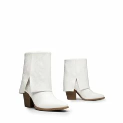 Fold Over Embroidered Cowgirl Boots WHITE-PU 11 Fold Over Embroidered Cowgirl Boots WHITE-PU -DREAM PAIRS Sales 0756 WHITE PU5