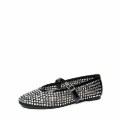 Mesh Mary Jane Ballet Flats BLACK-RHINESTONE -DREAM PAIRS Sales 0757 BLACK RHINESTONE201