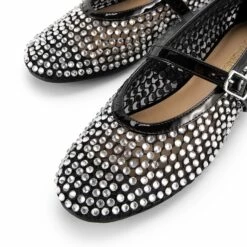 Mesh Mary Jane Ballet Flats BLACK-RHINESTONE -DREAM PAIRS Sales 0757 BLACK RHINESTONE204