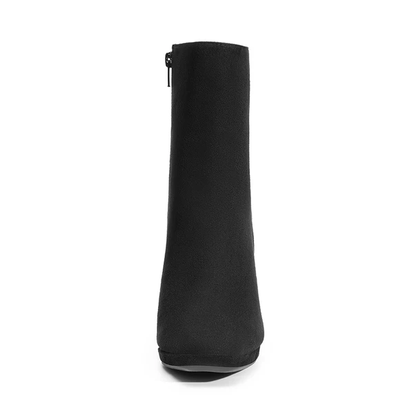 Square Toe Rhinestone Heel Ankle Boots BLACK 5 Square Toe Rhinestone Heel Ankle Boots BLACK - Image 3