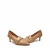 Horsebit Detail Pointed Toe Kitten Heel Pumps NUDE PU