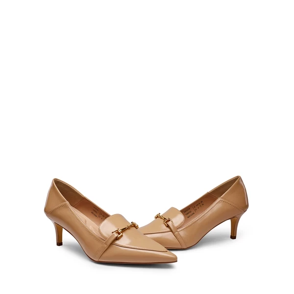 Horsebit Detail Pointed Toe Kitten Heel Pumps NUDE PU 3 Horsebit Detail Pointed Toe Kitten Heel Pumps NUDE PU