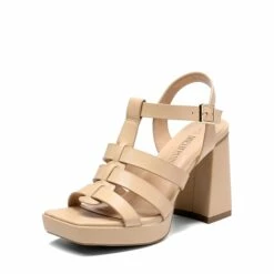 Square Toe Gladiator Style Chunky Heel Sandals NUDE -DREAM PAIRS Sales 0817 NUDE 1