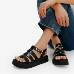 Soft Cushion Gladiator Platform Sandals BLACK