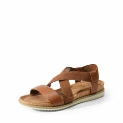 Cushioned Footbed Elastic Strap Sandals BROWN-PU -DREAM PAIRS Sales 0821 BROWN PU1