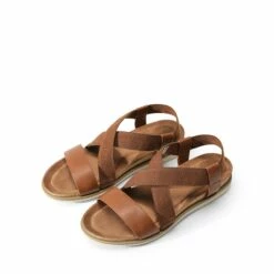 Cushioned Footbed Elastic Strap Sandals BROWN-PU -DREAM PAIRS Sales 0821 BROWN PU5