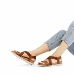 Cushioned Footbed Elastic Strap Sandals BROWN-PU -DREAM PAIRS Sales 0821 BROWN PU8