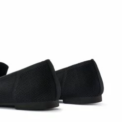 Cushioned Square Toe Knit Loafers BLACK