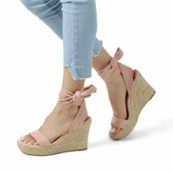 Espadrilles Ankle Tie Lace Up Platform Wedges PINK -DREAM PAIRS Sales 0824 PINK 3