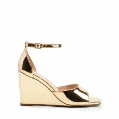 Square-Toe Buckle Strap Wedge Sandals GOLD 13 Square-Toe Buckle Strap Wedge Sandals GOLD -DREAM PAIRS Sales 0829 GOLD202