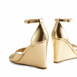Square-Toe Buckle Strap Wedge Sandals GOLD 11 Square-Toe Buckle Strap Wedge Sandals GOLD -DREAM PAIRS Sales 0829 GOLD204
