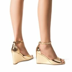 Square-Toe Buckle Strap Wedge Sandals GOLD 12 Square-Toe Buckle Strap Wedge Sandals GOLD -DREAM PAIRS Sales 0829 GOLD206