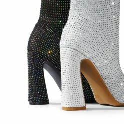 Rhinestone Embellished Knitted Knee-High Boots BLACK RHINESTONE 13 Rhinestone Embellished Knitted Knee-High Boots BLACK RHINESTONE -DREAM PAIRS Sales 0833 6