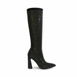Rhinestone Embellished Knitted Knee-High Boots BLACK RHINESTONE 12 Rhinestone Embellished Knitted Knee-High Boots BLACK RHINESTONE -DREAM PAIRS Sales 0833 BLACK2