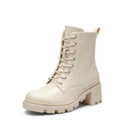 Lug Sole Combat Boots BEIGE -DREAM PAIRS Sales 0834 BEIGE 1