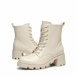 Lug Sole Combat Boots BEIGE