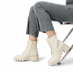 Lug Sole Combat Boots BEIGE -DREAM PAIRS Sales 0834 BEIGE 7