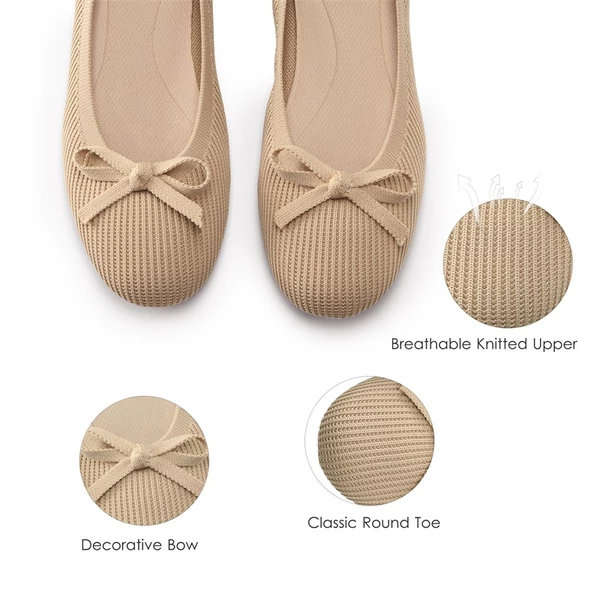 Comfortable Round Toe Knit Ballet Flats NUDE 4 Comfortable Round Toe Knit Ballet Flats NUDE - Image 2