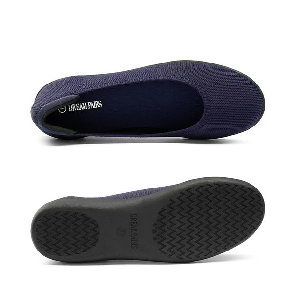 Round Toe Slip On Ballet Flats NAVY 7 Round Toe Slip On Ballet Flats NAVY - Image 5