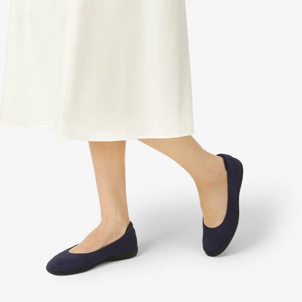 Round Toe Slip On Ballet Flats NAVY 3 Round Toe Slip On Ballet Flats NAVY