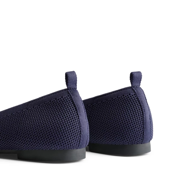 Square Toe Knit Sustainable Flats NAVY 7 Square Toe Knit Sustainable Flats NAVY - Image 5