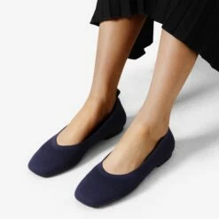 Square Toe Knit Sustainable Flats NAVY 10 Square Toe Knit Sustainable Flats NAVY -DREAM PAIRS Sales 0841 navy 7