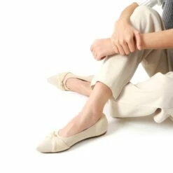 Breathable Bowknot Pointed Toe Knit Flats NUDE -DREAM PAIRS Sales 0843 NUDE 5