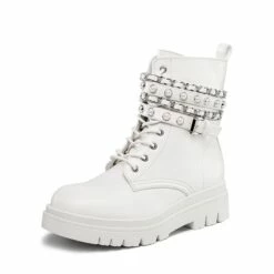 Chains Pearl Chunky Lug Sole Boots WHITE -DREAM PAIRS Sales 0845 goods 01