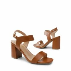 High Heel Square Toe Chunky Strap Sandals BROWN -DREAM PAIRS Sales 0847 BROWN 3