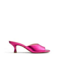 Square Toe Slip-On Heel Sandals PINK-METALIC -DREAM PAIRS Sales 0848 紫红2