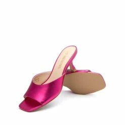 Square Toe Slip-On Heel Sandals PINK-METALIC -DREAM PAIRS Sales 0848 紫红4