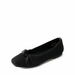 Elegant Square Toe Knit Bow Flats BLACK -DREAM PAIRS Sales 0851 BLACK