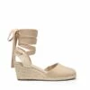 Lace Up Espadrilles Wedge Sandals NUDE-CANVAS