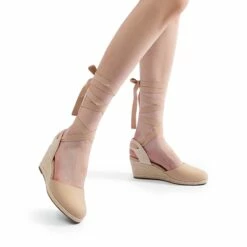 Lace Up Espadrilles Wedge Sandals NUDE-CANVAS -DREAM PAIRS Sales 0853 NUDE CANVAS6