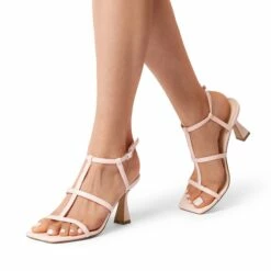 T-strap Square Toe Heel Sandals NUDE -DREAM PAIRS Sales 0856 NUDE206