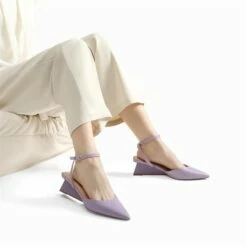 Pointed Toe Chunky Low Heel Pumps PURPLE -DREAM PAIRS Sales 0856 PURPLE205