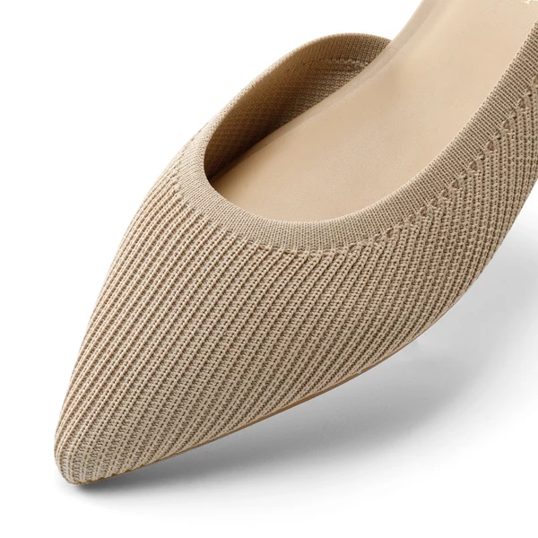 Knit Pointed Toe Ankle Strap Flats NUDE 7 Knit Pointed Toe Ankle Strap Flats NUDE - Image 5