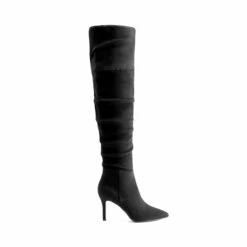 Pointed Toe Stiletto Over-The-Knee Boots BLACK-SUEDE