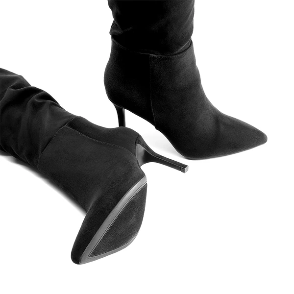 Pointed Toe Stiletto Over-The-Knee Boots BLACK-SUEDE 7 Pointed Toe Stiletto Over-The-Knee Boots BLACK-SUEDE - Image 5